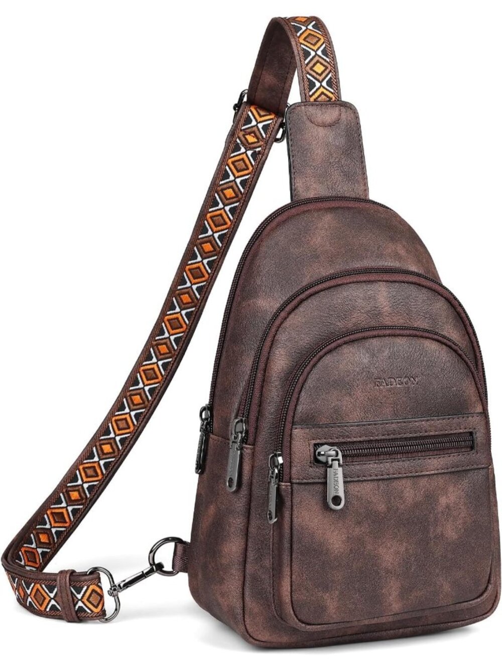 〽️Women Coffee Brown Vegan Leather Anti Theft Sling Travel Purse Crossbody Bags